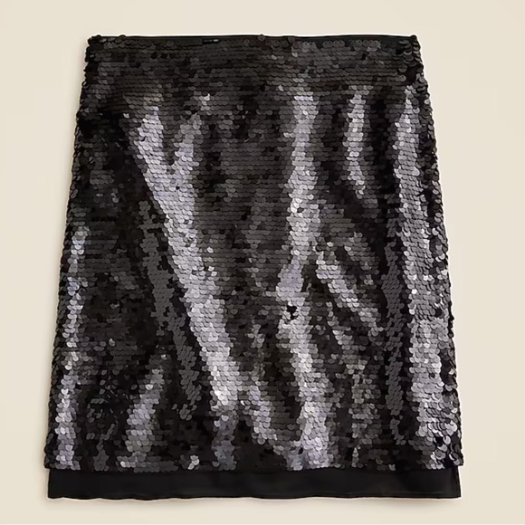 J Crew Chiffon-Lined Black Sequin Mini Skirt size 2 New With Tags - Picture 1 of 13
